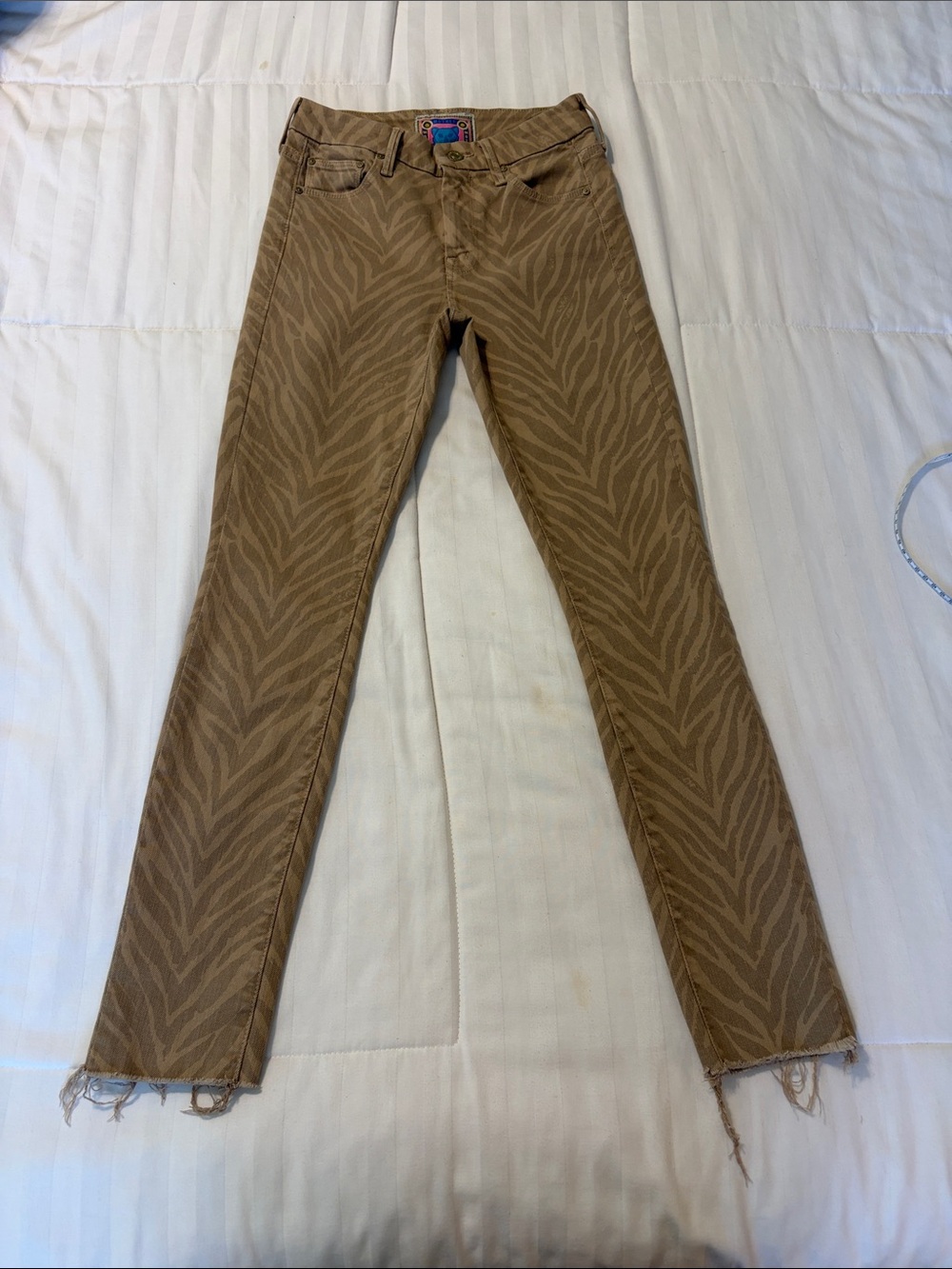 Mother The Looker Ankle Fray jeans in sweet stripes/zebra print